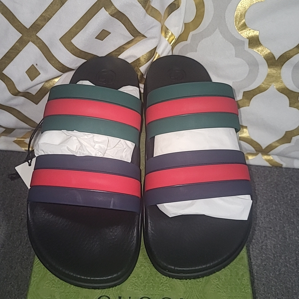 Gucci Striped Slide Sandals